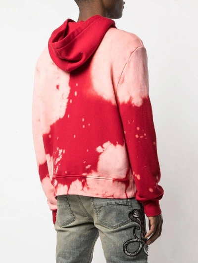 Shop Amiri Watercolor Dragon Zip Up Hoodie Red/pink