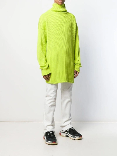 Balenciaga Ribbed Turtleneck Sweater Neon Green | ModeSens