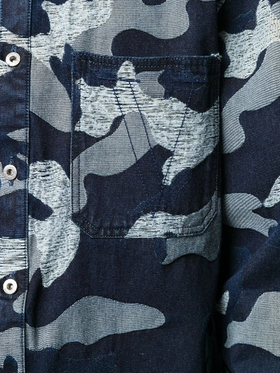 Shop Valentino Camouflage Print Shirt Blue