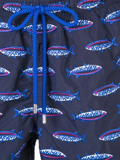 Shop Vilebrequin Fish Pattern Swim Shorts Blue