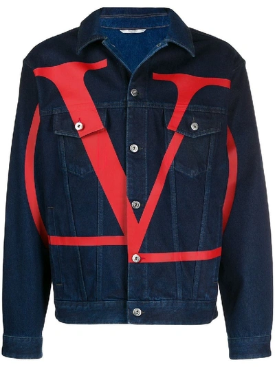 Shop Valentino V Logo Denim Jacket