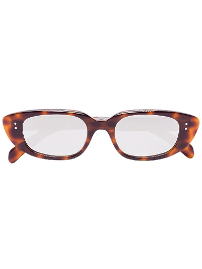 Shop Celine Tortoiseshell-effect Cat Eye Sunglasses In Brown