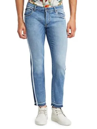 Shop Dolce & Gabbana Jogger Striped Slim Jeans In Blue