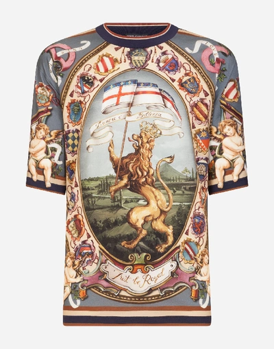 Shop Dolce & Gabbana Cotton T-shirt With Amore E Bellezza Print In Multi-colored