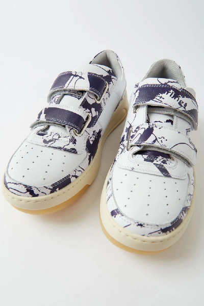 Shop Acne Studios Perey Map White/blue In Velcro Sneakers