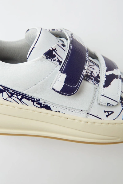 Shop Acne Studios Perey Map White/blue In Velcro Sneakers