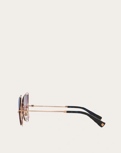 Shop Valentino Occhiali Butterfly Rimeless Metal Sunglasses In Pink