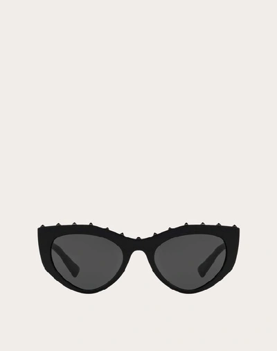 Shop Valentino Occhiali Cat-eye Acetate Sunglasses With Studs In Black