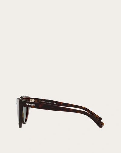 Shop Valentino Occhiali Cat-eye Acetate Sunglasses With Studs In Brown