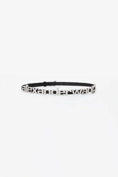 Shop Alexander Wang Metal Logo Belt In Black