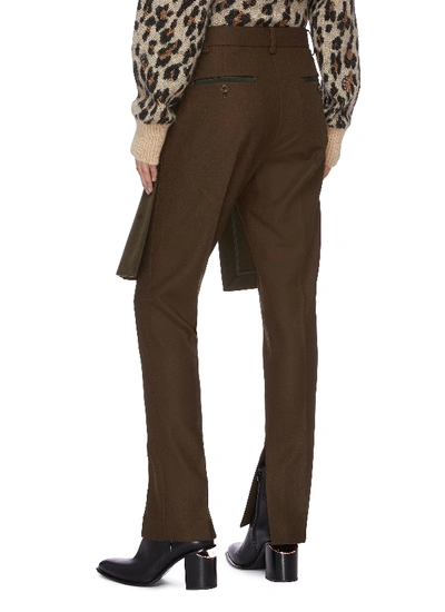 Shop Sacai Detachable Pleated Panel Split Cuff Melton Pants