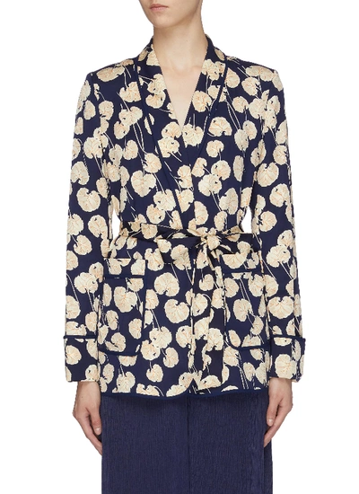 Shop Diane Von Furstenberg 'braelyn' Belted Leaf Print Kimono Top