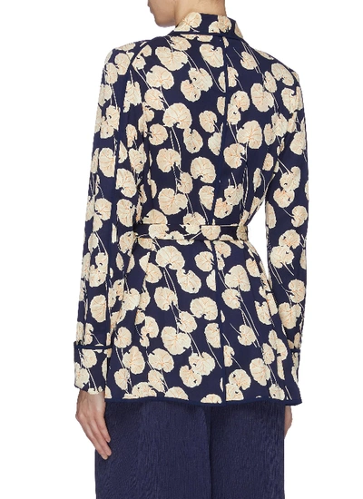 Shop Diane Von Furstenberg 'braelyn' Belted Leaf Print Kimono Top