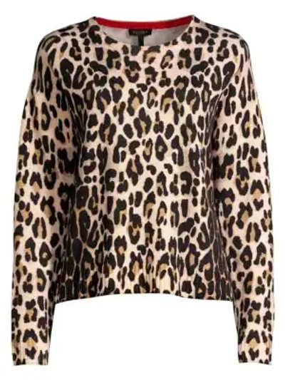 Shop Escada Sanima Leopard-print Wool Crewneck Sweater