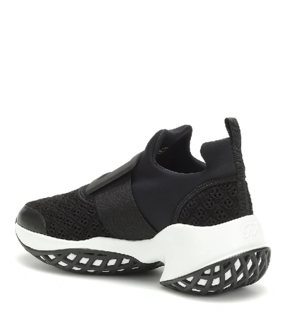 Roger Vivier Viv Run Mesh And Leather Sneakers In Black