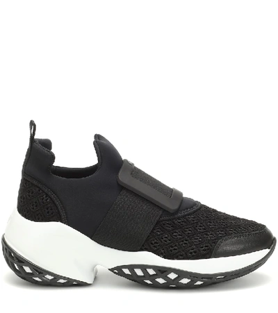 Roger Vivier Viv Run Mesh And Leather Sneakers In Black