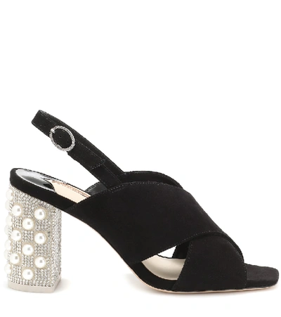 Shop Sophia Webster Nina Embellished Suede Sandals In Black