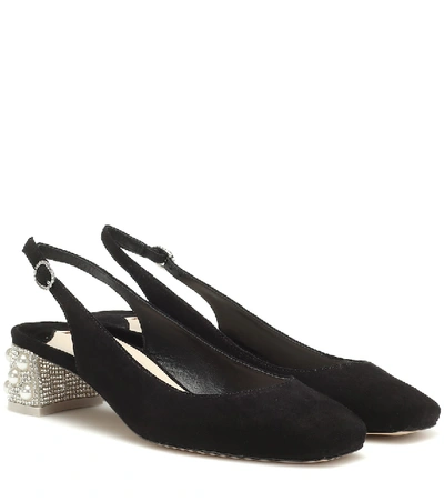 Shop Sophia Webster Alice Suede Slingback Pumps In Black