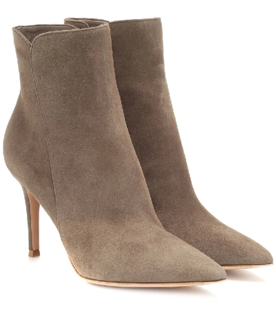 Shop Gianvito Rossi Levy 85 Suede Ankle Boots In Beige
