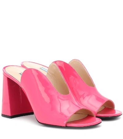 Shop Prada Patent Leather Mules In Pink