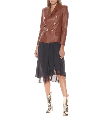 Shop Alexandre Vauthier Leather Blazer In Brown