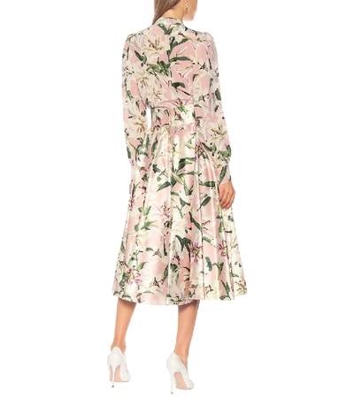 Shop Dolce & Gabbana Floral Silk-satin Midi Skirt In Pink