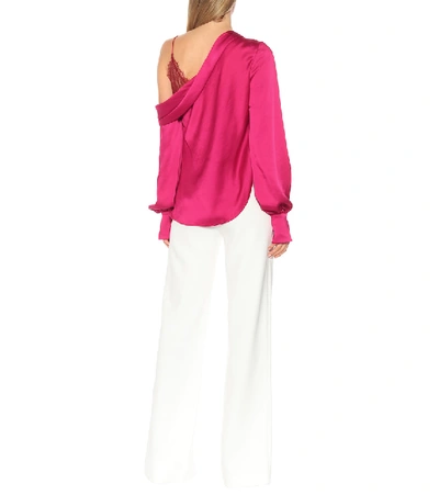 Shop Jonathan Simkhai Asymmetrical Satin Top In Pink