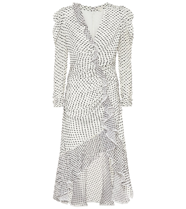 Jonathan Simkhai Ruffled Silk Blend Midi Dress In White | ModeSens
