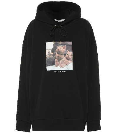 Shop Stella Mccartney Printed Cotton Hoodie In Black