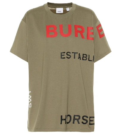 Shop Burberry Printed Cotton T-shirt In Green