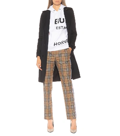 Shop Burberry Checked High-rise Straight-leg Pants In Beige