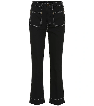 Shop Khaite Raquel Cropped High-rise Flare Jeans In Black