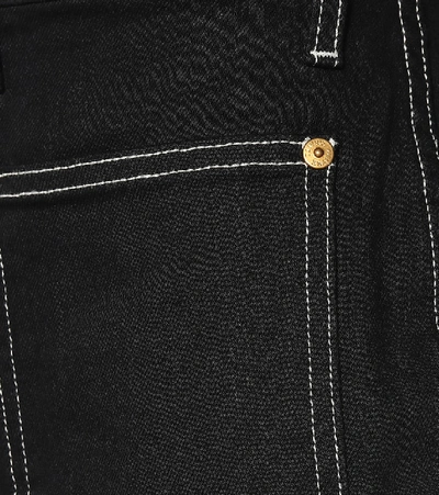 Shop Khaite Raquel Cropped High-rise Flare Jeans In Black