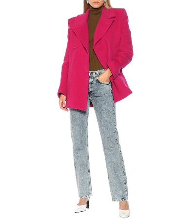 Shop Balenciaga Camel Hair-blend Coat In Pink