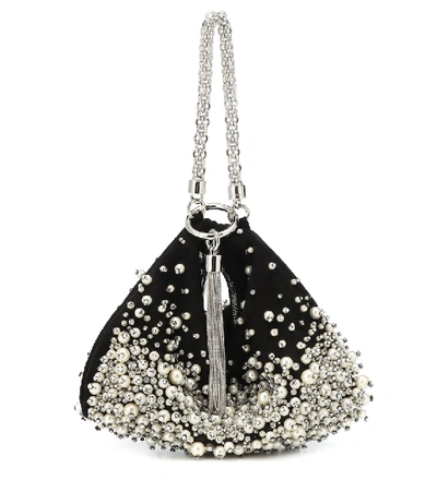 Shop Jimmy Choo Callie Embellished Suede Clutch In Black