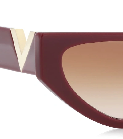 Shop Valentino Vlogo Cat-eye Acetate Sunglasses In Red