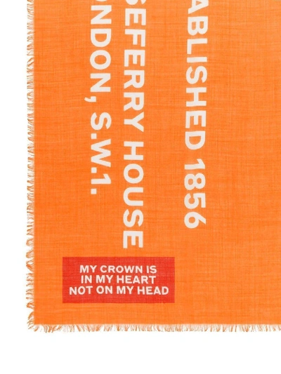 Shop Burberry Horseferry Print Lightweight Wool Silk Scarf Orange