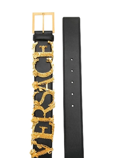 Shop Versace Baroque Logo Belt In Black