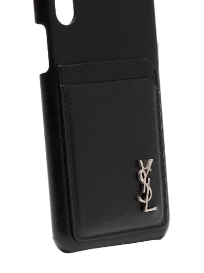 Shop Saint Laurent Iphone 10 Leather Case Black