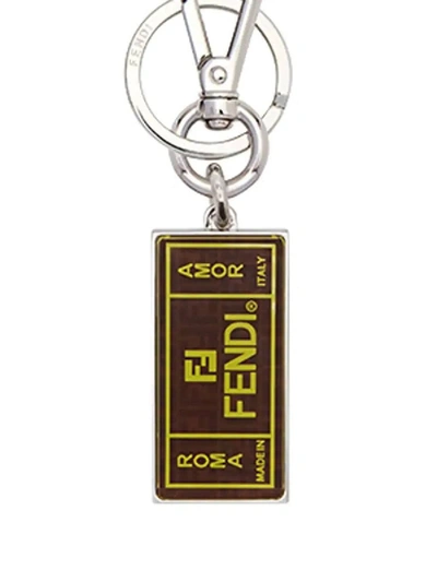 Shop Fendi Brown Motif Keychain Brown/yellow