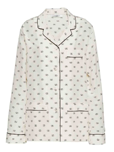 Shop Valentino Mini Logo Pajama Blouse