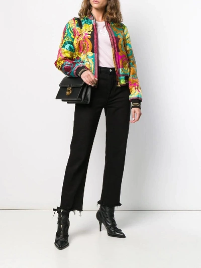 Shop Versace Baroque-print Silk Bomber Jacket In Multicolor