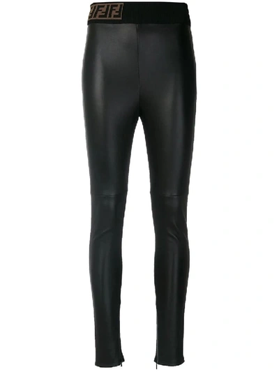 Shop Fendi Skinny-fit Biker Leggings In Black