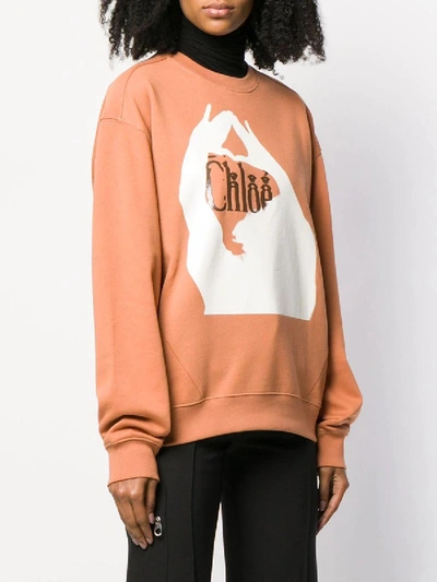 Shop Chloé Sunburn Brown Logo Sweatshirt