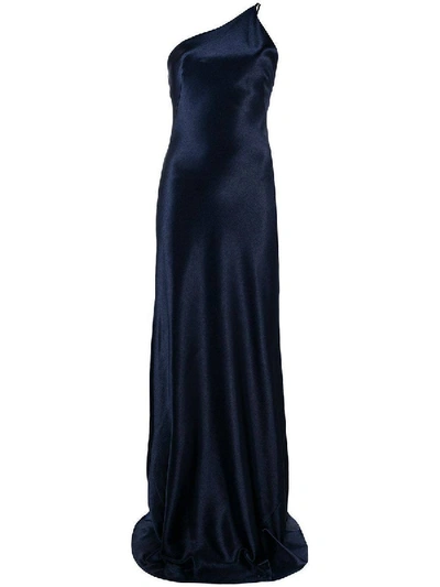 Shop Galvan Roxy Metallic Evening Dress Navy Blue