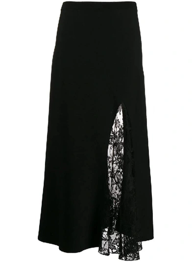 Shop Givenchy Lace Slit Skirt Black