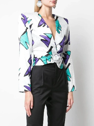 Shop Attico Cropped Printed Blouse In Multicolor