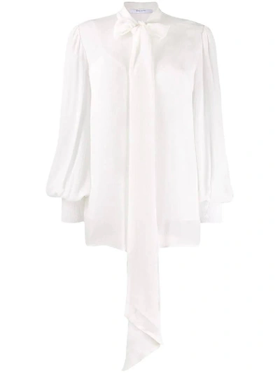 Shop Givenchy Long Sleeve Silk Blouse Off-white