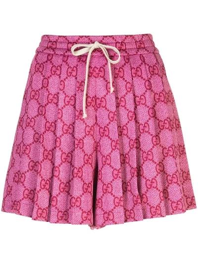 Shop Gucci Pink Women's Gg Supreme Pleated Skirt