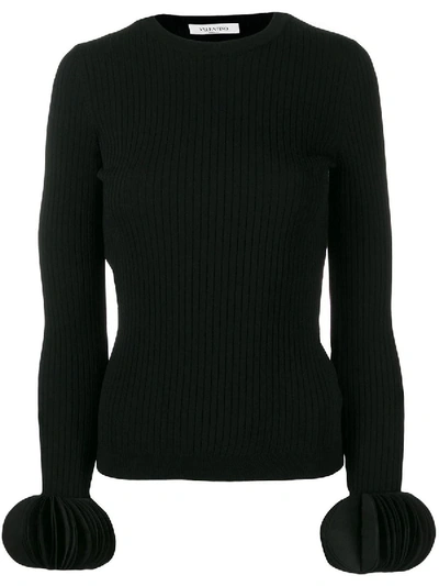 Shop Valentino Embroidered Stretch Sweater Black